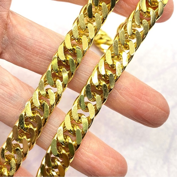 Gold Curb Chain 20" Unisex Gender Neutral Heavy - Picture 2 of 7